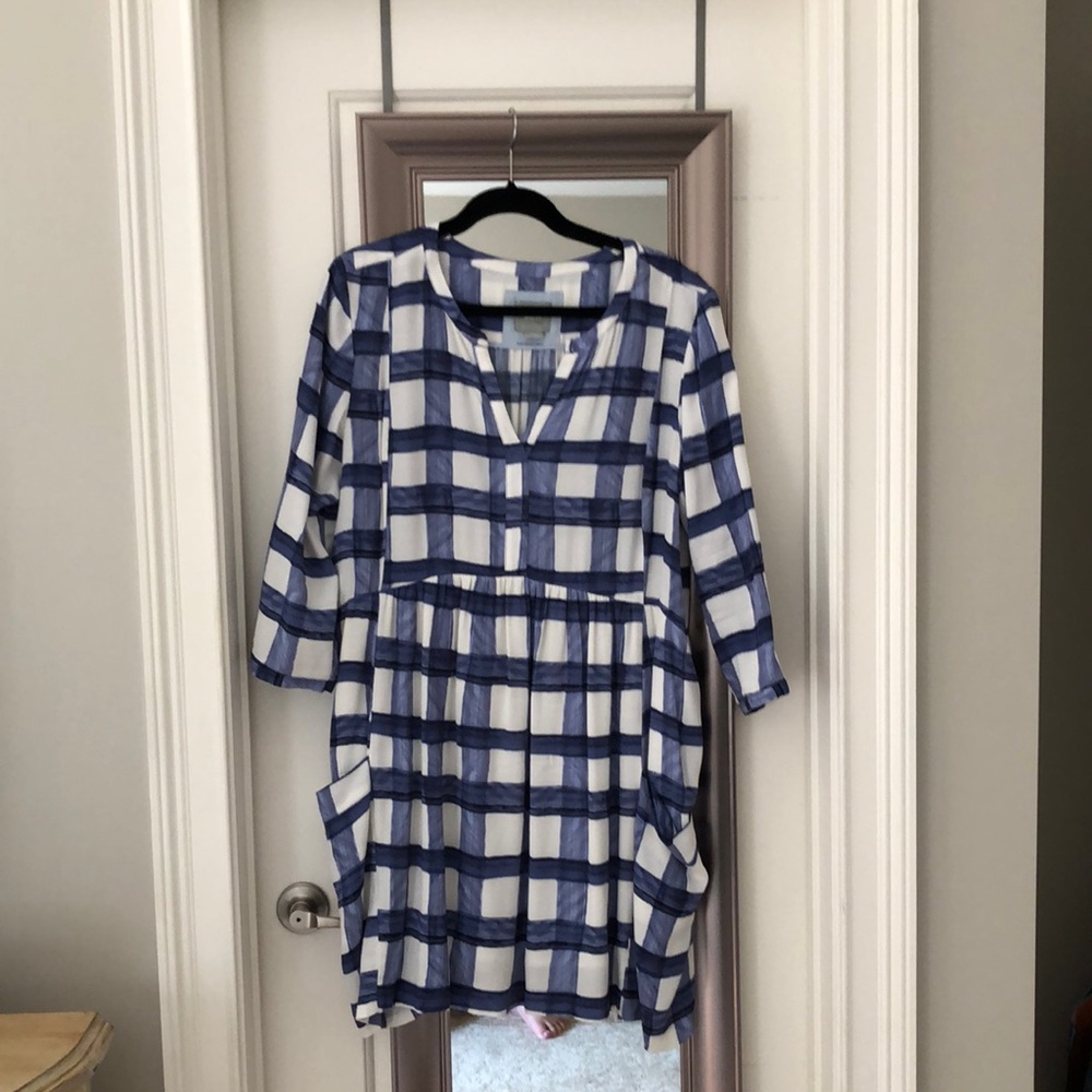 Maeve Blue and White dress with pockets
